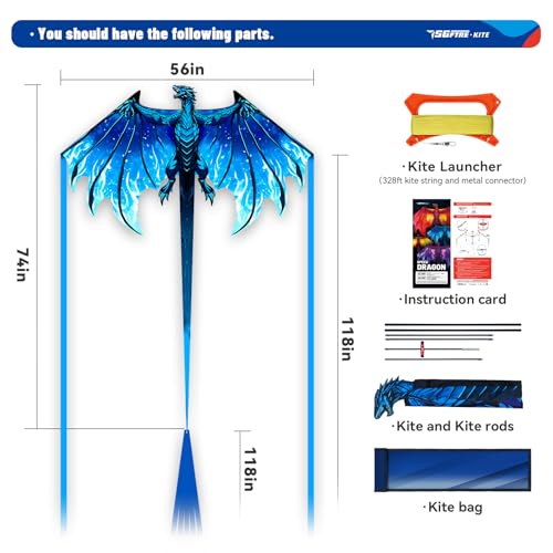 SGftre Complete Kite with Handle, Line & Accessories,Easy to Fly for Kids & Adults, Perfect for Beach, Park, Family Outdoor Activities (Speed Dragon B, 1) - Image 5