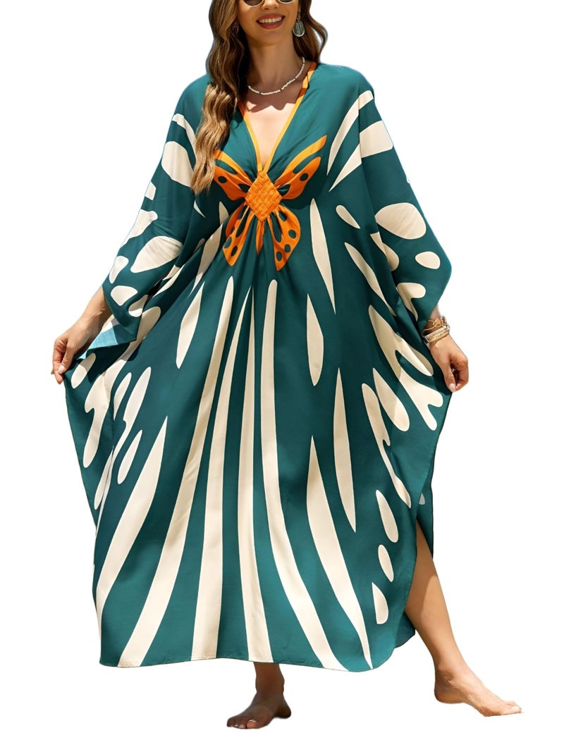 IMAGEKOPE Women 2025 Summer Kaftan Dresses Plus Size Bathing Suit Cover Up Moo Moos Beach Dress for Swimwear Caftan Dress - Image 1