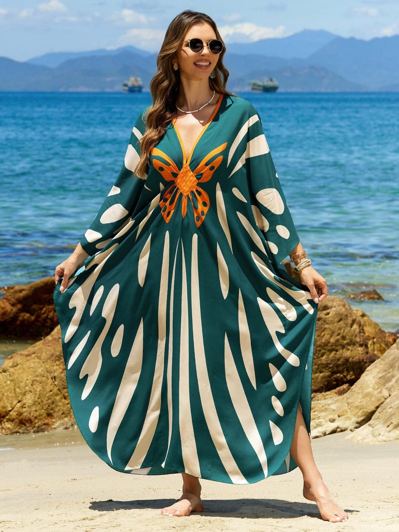 IMAGEKOPE Women 2025 Summer Kaftan Dresses Plus Size Bathing Suit Cover Up Moo Moos Beach Dress for Swimwear Caftan Dress - Image 5
