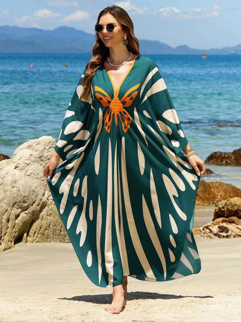 IMAGEKOPE Women 2025 Summer Kaftan Dresses Plus Size Bathing Suit Cover Up Moo Moos Beach Dress for Swimwear Caftan Dress - Image 4