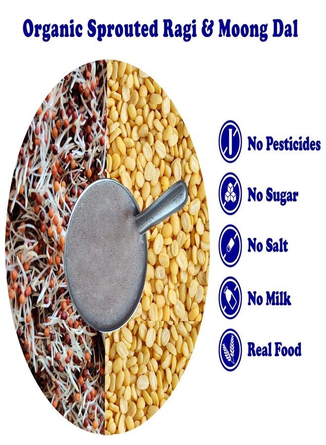 TUMMY FRIENDLY Foods Certified Organic Sprouted Ragi,Moong Dal Porridge Mix|Sprouted Ragi Powder For Babies Kids Adults,Available In Trial Baby Packs Too|Shelf Life 6 Month|200G - Image 4