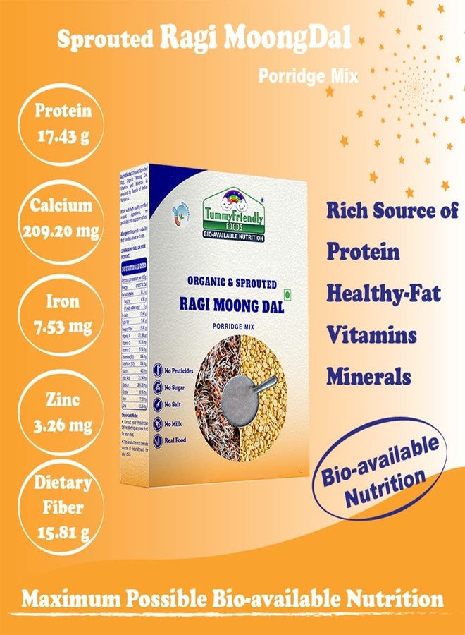 TUMMY FRIENDLY Foods Certified Organic Sprouted Ragi,Moong Dal Porridge Mix|Sprouted Ragi Powder For Babies Kids Adults,Available In Trial Baby Packs Too|Shelf Life 6 Month|200G - Image 5