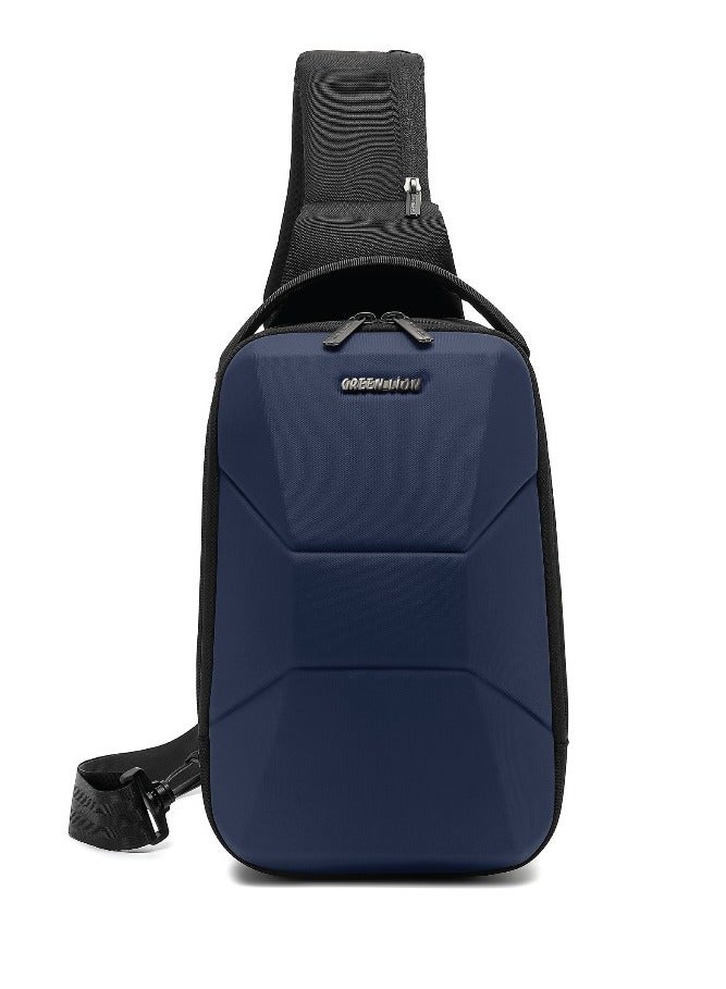 GREEN LION Liverpool Crossbody Backpack / Waterproof / Compact / Adjustable Strap up to 135cm / Chest Bag / Sling Bag / USB-A Charging / Fits Devices up to 7.9 inches / 30*17*12cm External Dimensions / Polyester - Blue