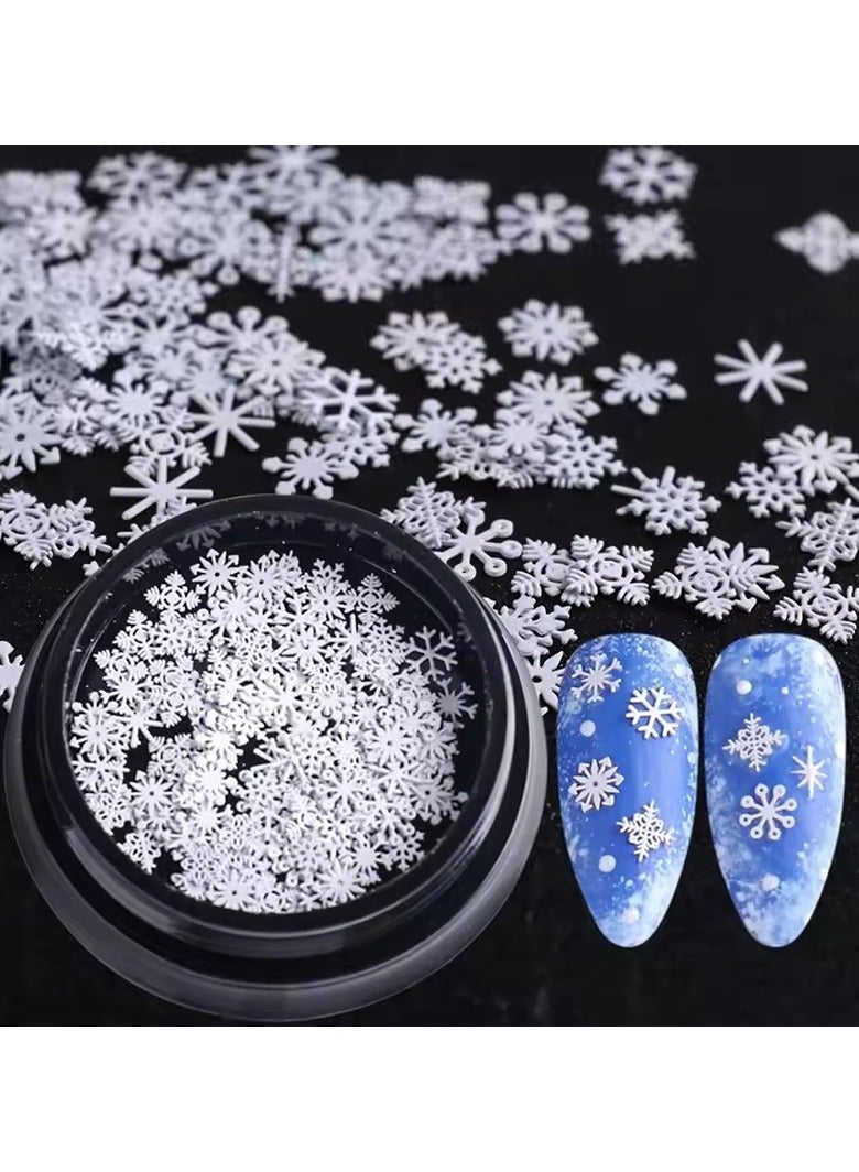 Goolsky 1 Bottle/100pcs Nail Art Decorations for 2022 New Year Winter White Snowflakes - Image 1
