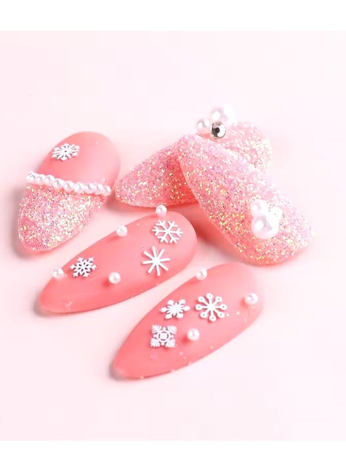 Goolsky 1 Bottle/100pcs Nail Art Decorations for 2022 New Year Winter White Snowflakes - Image 3