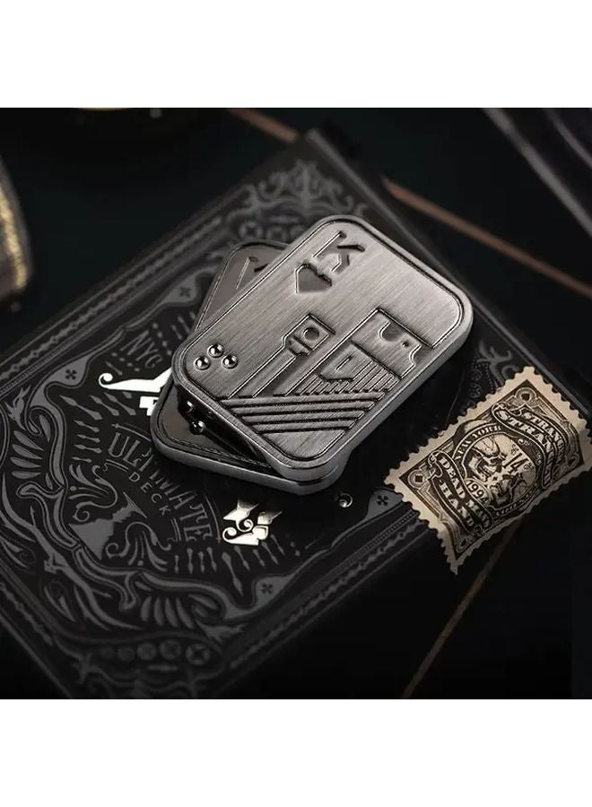 Silvery K Sliding Cover Push Card Fingertip Gyroscope Durable Office Desk Toy Christmas Gift - Image 5