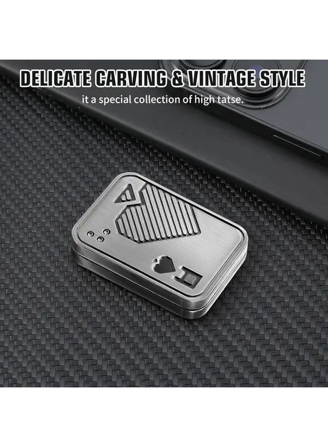 Silvery K Sliding Cover Push Card Fingertip Gyroscope Durable Office Desk Toy Christmas Gift - Image 4