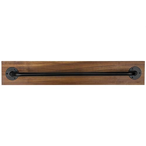 MyGift Wall Mounted Towel Rack, 28 Inch Bathroom Towel Bar with Metal Rod Rustic Burnt Wood Bathroom Sets, Farmhouse Towel Holder - Image 5