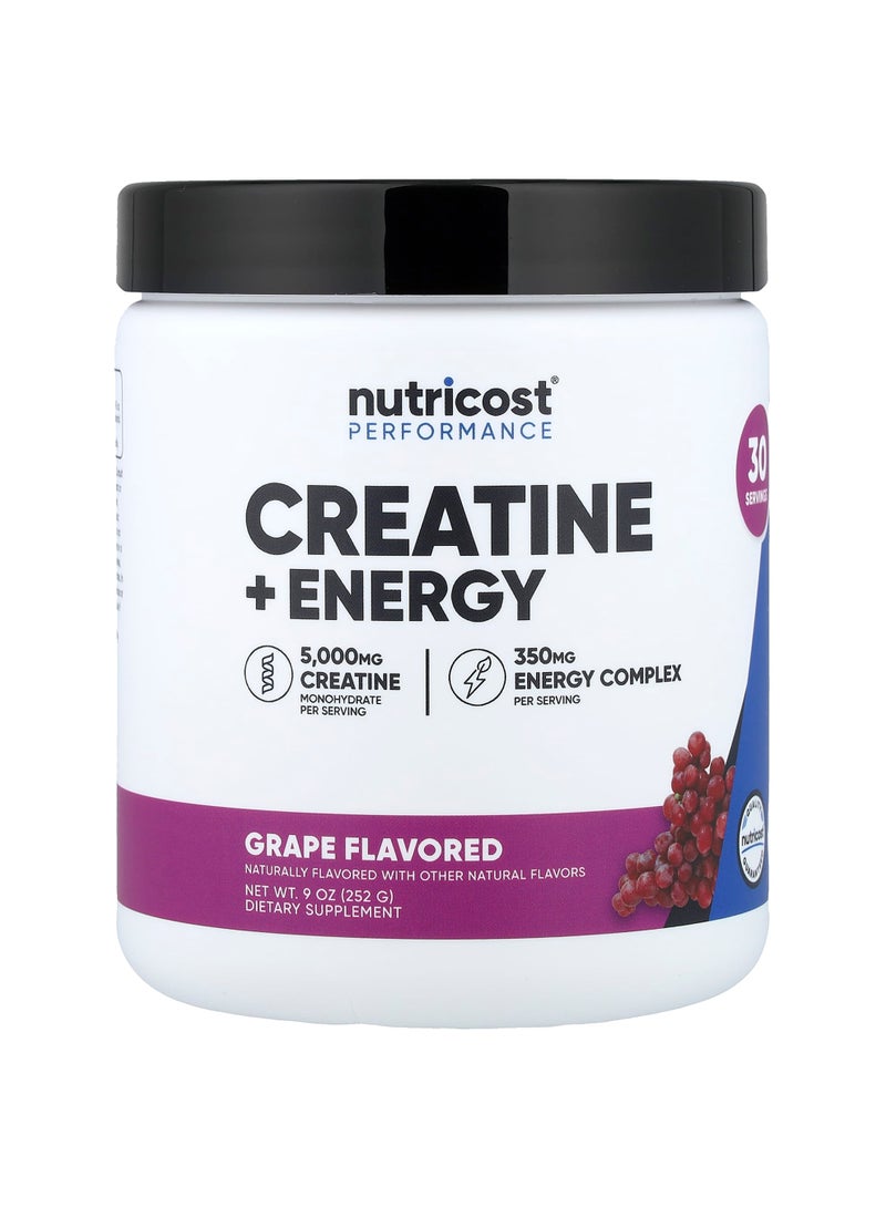 Nutricost Performance, Creatine + Energy, Grape, 9 oz (252 g)