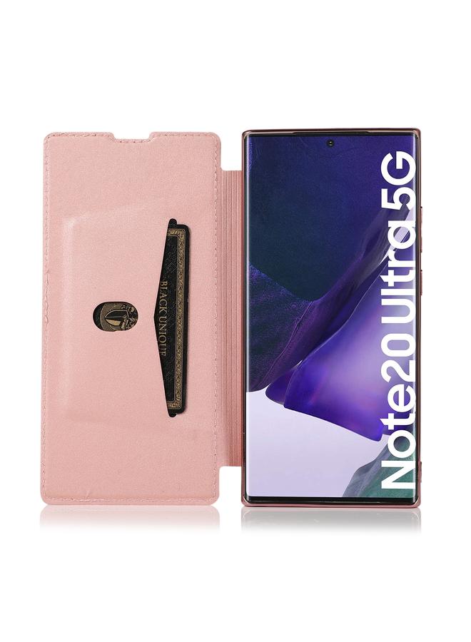 اس-توب جراب لهاتف Samsung Galaxy Note20 Ultra مصنوع من جلد البولي يوريثان الحراري مع حامل وفتحة بطاقة، قابل للطي أفقيًا مع طلاء برونزي من البولي يوريثان الحراري - Image 4