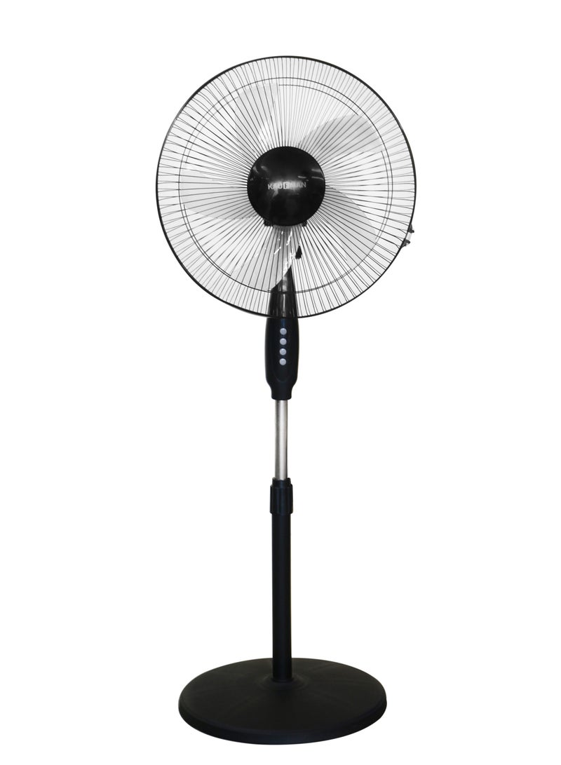 Kaufmann Pedestal Stand Fan Adjustable Height 3 Speed 5 Leaf Blade Fan Suit For Home and Office Black 120cm - Image 1