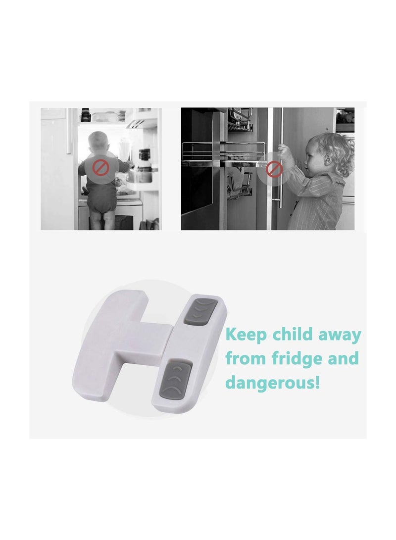 Fridge Freezer Door Lock, 2 Pack Toddler Kids Child Fridge Locks, Baby Safety Child Lock, Easy to Install and No Tools Need or Drill, for Most Fridges or Cabinet (with 4 Extra Adhesive) - Image 2