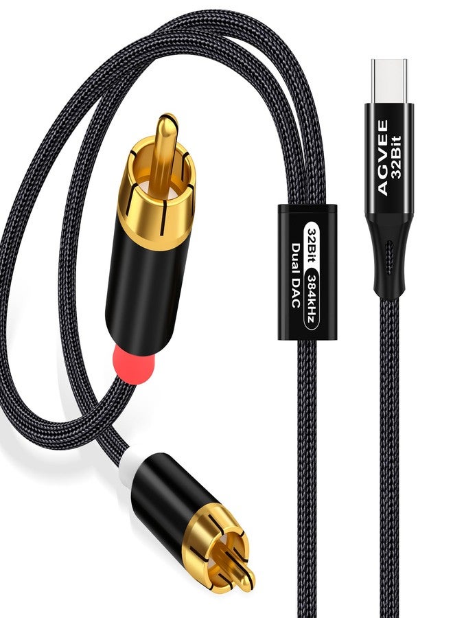 AGVEE 6.6ft Dual DAC 32Bit/384kHZ USB C to RCA Audio Cable, Type C to 2RCA Y Splitter Cord for iPhone 16 15 iPad Pro Samsung Galaxy S24 S23 S22 S21, Google Pixel Series, Amplifiers, Black - Image 1