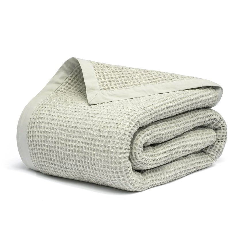 Salt Earth GOTS Certified 100 Organic Cotton Throw Blanket 55 X 60 Waffle Blankets  Throws for Bed Throw Blanket for Couch Modern  Cozy Blanket All Season Comfy  Soft Blankets Sea Foam