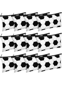 Saintrygo 12 Pcs Soccer Makeup Bag Soccer Cosmetic Bag Pencil Case Bulk Girls Gift for Coach Travel Team Football Lovers Cosmetic Girls Toiletry Pouch with Zipper Small Makeup Organizer Accessories(Soccer) 