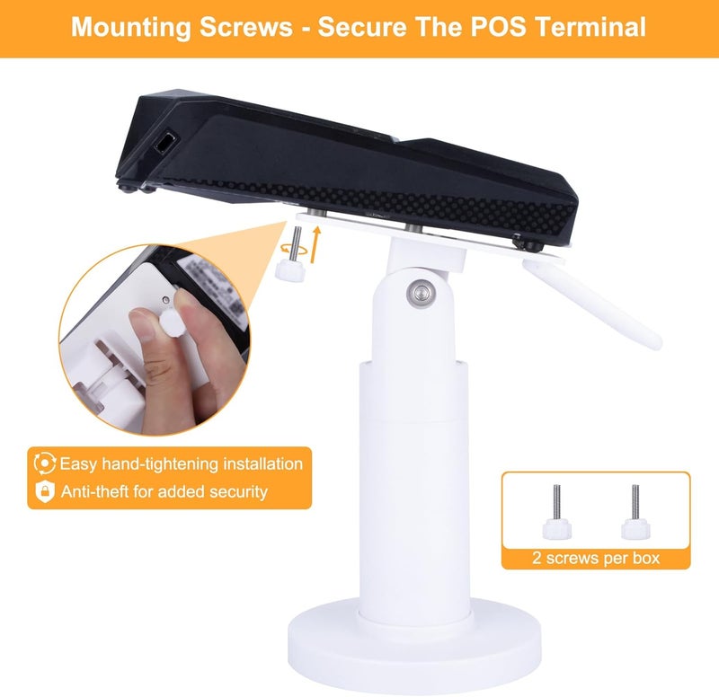 CRIZISTON Metal Square POS Terminal Stand for Ingenico Lane/3000/3600/7000/8000, Tilt & Swivel Stand, White - Image 3