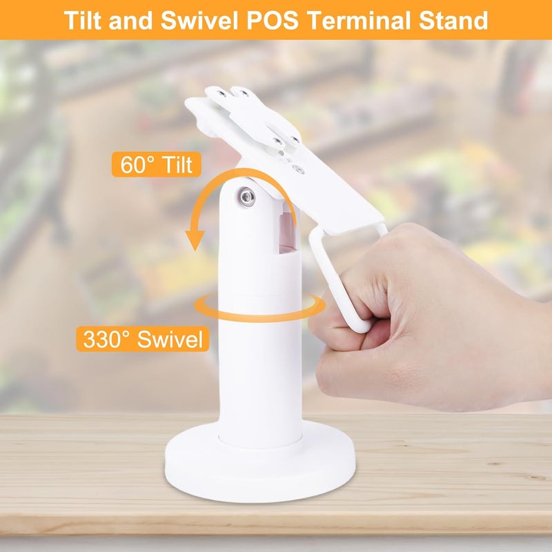 CRIZISTON Metal Square POS Terminal Stand for Ingenico Lane/3000/3600/7000/8000, Tilt & Swivel Stand, White - Image 5