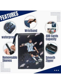 Maanys Maanys Football Card Holder Premium PU Leather Binder for World Cup 2022 Football Trading Card Album, Holds up to 400 Cards 50 Removable Sleeves  - Image 3