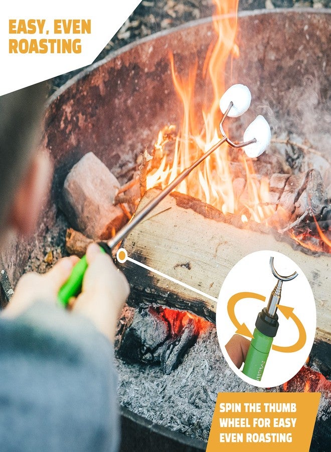 MalloMe Smores Sticks for Fire Pit - Premium 34 inch Marshmallow Roasting Sticks Smores Kit Outdoor -Accessories for Campfire- Smore Skewers Hot Dog Fork, Camping Essentials Bonfire Gear Long (6 Pack) - Image 2