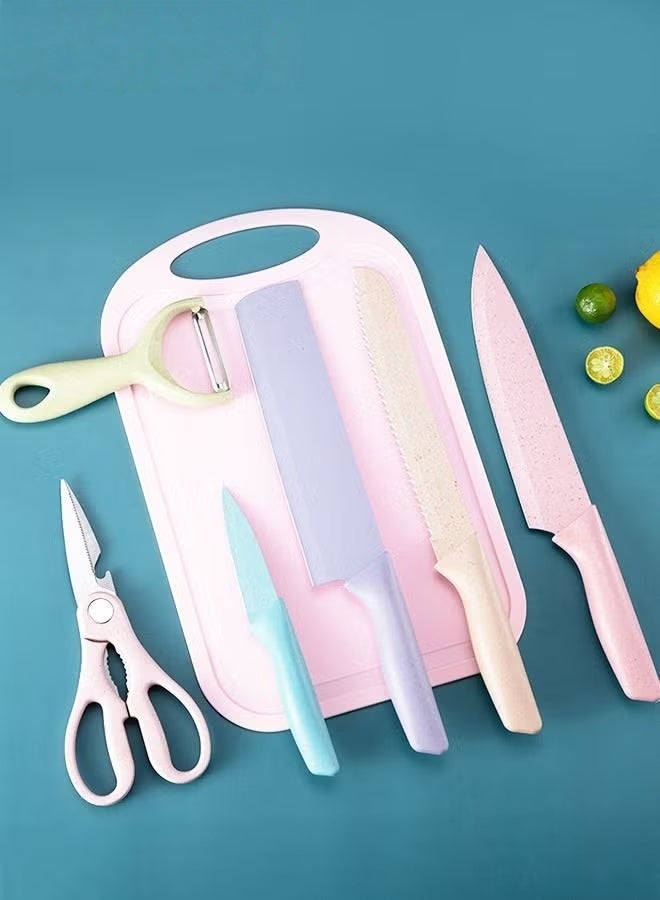7-Piece Knife And Cutting Board Set,Non-Stick Blades With High-Graden Stainless Steel Kitchen Knives Sets,Chef Knives For Home,Camping,Hiking,Travel,Picnicking And BBQ - Image 1