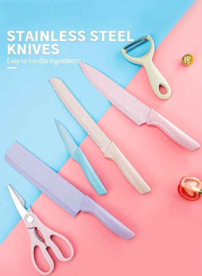 7-Piece Knife And Cutting Board Set,Non-Stick Blades With High-Graden Stainless Steel Kitchen Knives Sets,Chef Knives For Home,Camping,Hiking,Travel,Picnicking And BBQ - Image 2