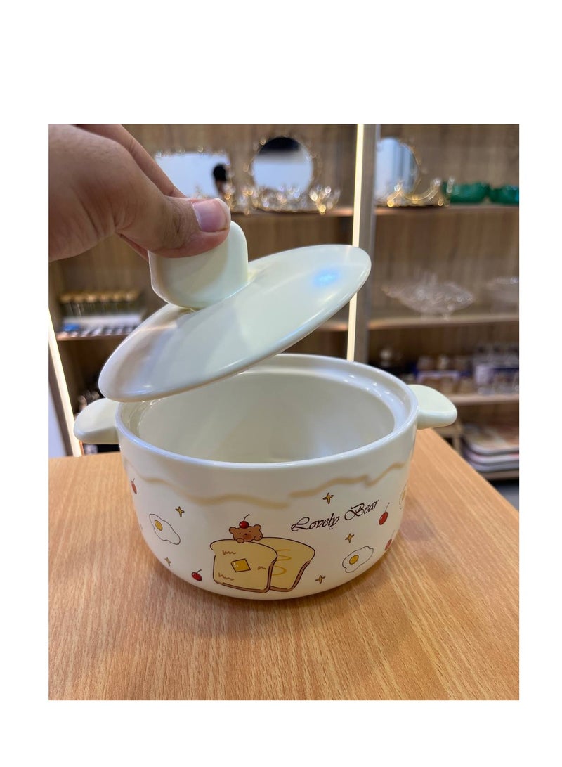 Porcelain pot, porcelain lid and porcelain handle 1 liter capacity  - Image 1