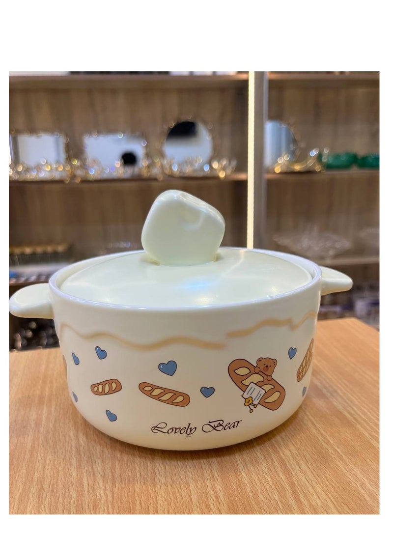 Porcelain pot, porcelain lid and porcelain handle 1 liter capacity  - Image 2