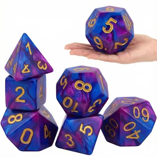 Arrowbash 6 Pcs Jumbo Polyhedra Dice 394 Inch Jumbo Foam Polyhedral Dice 6 Set 4 6 8 10 12 Sides Gifts for Games Teach Numbers Addition Subtraction Probability Learning Starry Sky Purple - Image 1
