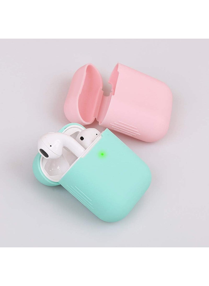 homEdge homEdge AirPods Case 4 Packs Seamless Fit Silicone Protective Cover Front LED Visible Compatible with Apple AirPods 21  Black White Pink and Mint Green  - Image 2