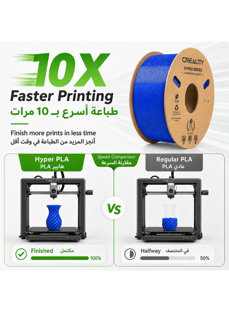 كريليتي 3D Creality Hyper PLA Filament 1.75mm, High Speed PLA 30-600mm/s 3D Printer Filament, Dimensional Accuracy +/-0.02mm, Fit Most FDM 3D Printers, 4KG (White*2&Black*2) Black*2 White*2 - Image 3