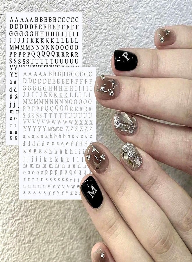 Hariendny 10 Sheets Letter Nail Art Stickers, Small Letter Nail Art Design Stickers, Glitter English Alphabet Nail Decals, Self-Adhesive Letter Nail Stickers for DIY Nail Decoration(5 Colors) - Image 4