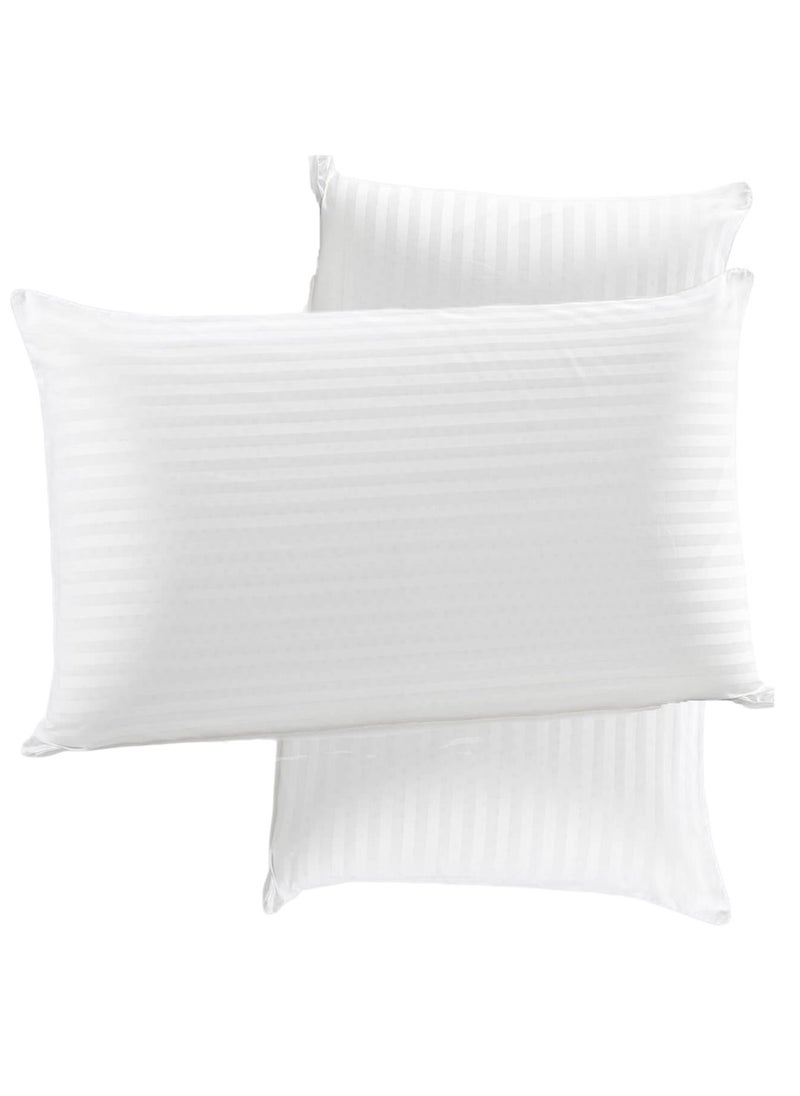 Blueberry Pack of 2 Comfortable StripeCotton Hotel Pillow Microfiber 50X90 Made in Uae - Image 1