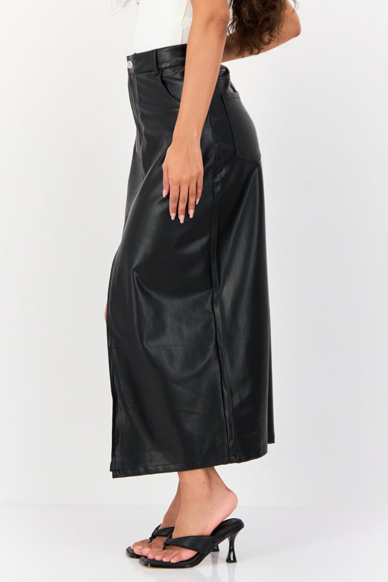 Don't Call Me Jennyfer Women Solid Midi Skirt, Black  - Image 2