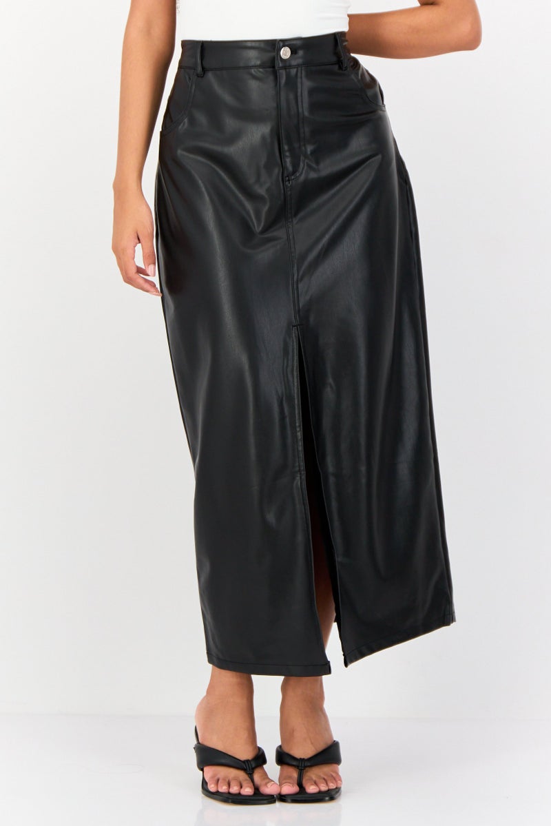 Don't Call Me Jennyfer Women Solid Midi Skirt, Black  - Image 1
