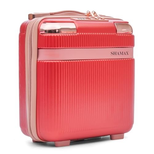 SHAMAX Portable Vanity Box Makeup Organiser Case Stylish Premium Cosmetic Storage Box for Jewellery, Skincare & Beauty Products, TSA Lock with Password Feature, Zipper Closure, Carry Handle(Red) - Image 1