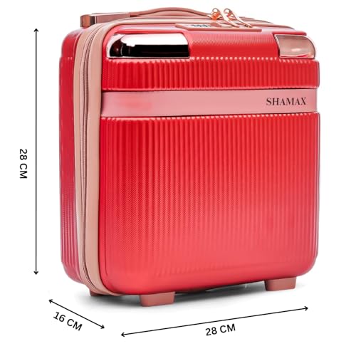 SHAMAX Portable Vanity Box Makeup Organiser Case Stylish Premium Cosmetic Storage Box for Jewellery, Skincare & Beauty Products, TSA Lock with Password Feature, Zipper Closure, Carry Handle(Red) - Image 2