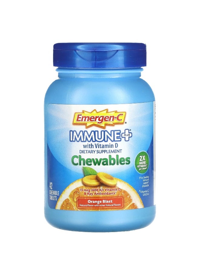 Emergen-C - Emergen-C, Immune Plus With Vitamin D, Orange Blast, 42 Chewable Tablets - Image 1