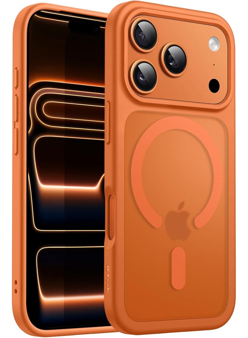 ACLIX Matte Magnetic Case for iPhone 17 Pro Max, Compatible with MagSafe, Plating Luxury Cover, Matte Soft TPU Shockproof Protective Phone Case, (Cosmic Orange) - Image 1