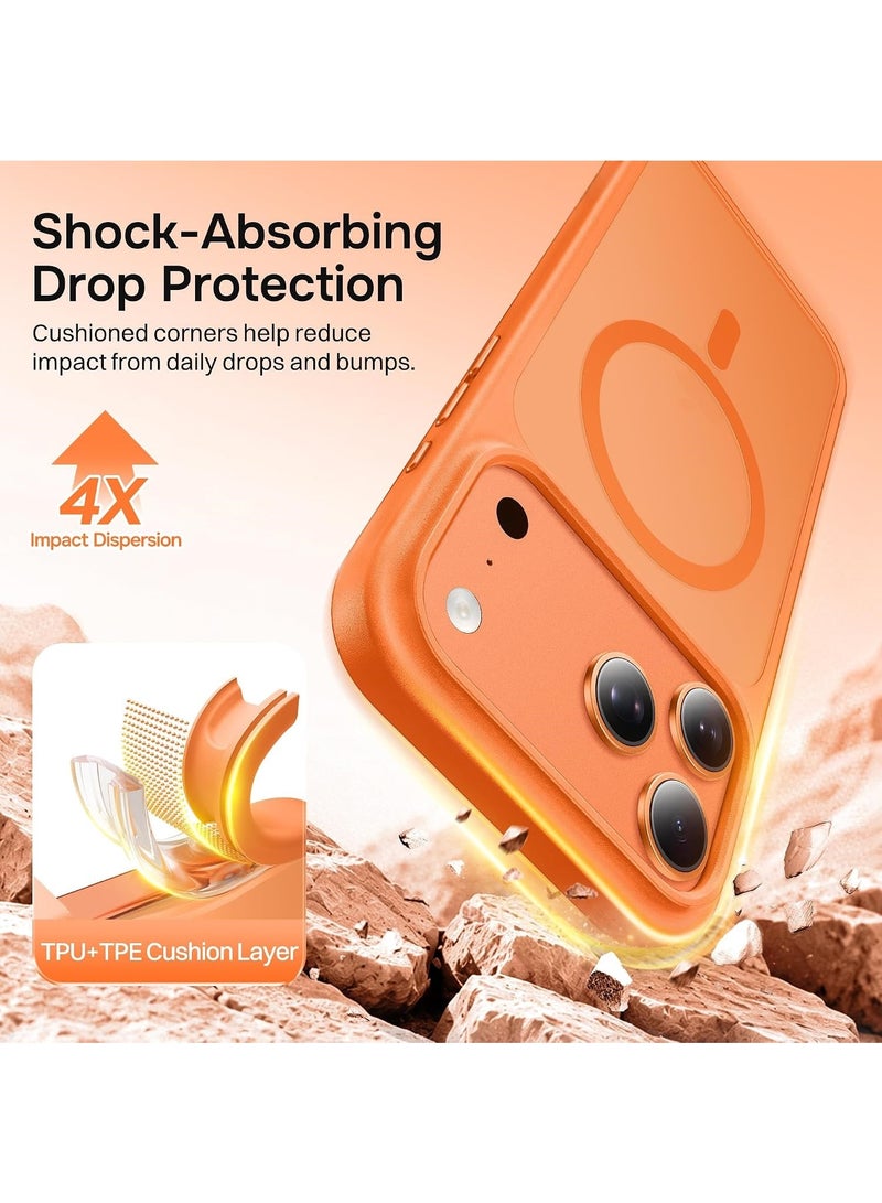 ACLIX Matte Magnetic Case for iPhone 17 Pro Max [Shockproof & Slim] Matte Hard Back Cover with High-Grade Protection | Orange - Image 5