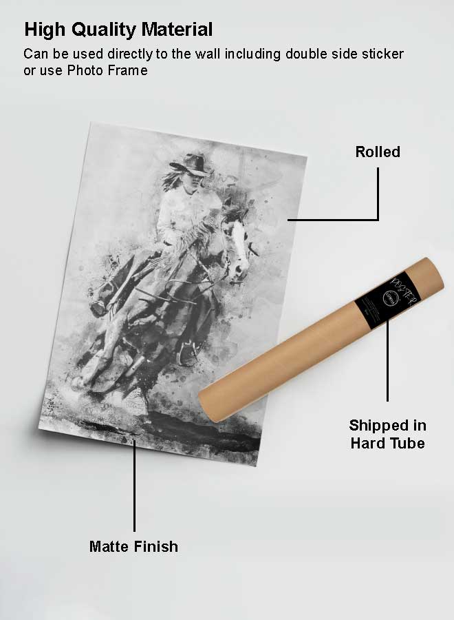 لوحة بوستر ديكور لوحة بدون فريم مع أربع قطع منفصلة من اللاصق ذو الوجهين تصميم فارس غرفة النوم غرفة المعيشة وديكور المكتب - Image 2