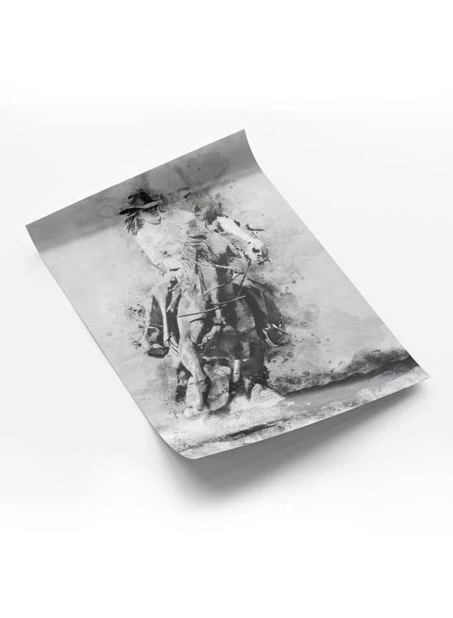 لوحة بوستر ديكور لوحة بدون فريم مع أربع قطع منفصلة من اللاصق ذو الوجهين تصميم فارس غرفة النوم غرفة المعيشة وديكور المكتب - Image 1