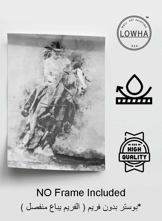 لوحة بوستر ديكور لوحة بدون فريم مع أربع قطع منفصلة من اللاصق ذو الوجهين تصميم فارس غرفة النوم غرفة المعيشة وديكور المكتب - Image 3