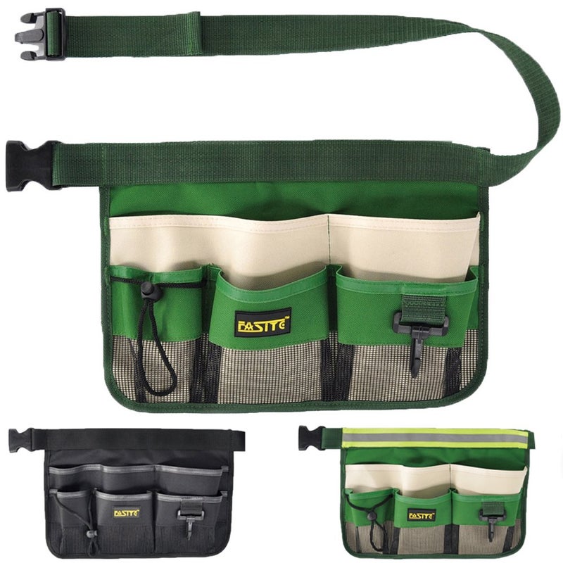 FASITE Gardening Tool Waist Bag Belt Waterproof Garden Tool Apron with 7Pocket Hanging Pouch for MenWomen Adjustable Green