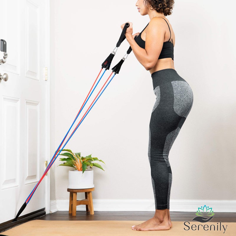 Serenily Exercise Bands, Resistance Bands for Women & Men. Workout Bands with Handles, Straps & Door Anchor Fitness Bands for Resistance Training, Home Workout Equipment Gym Bands for Physical Therapy - Image 2