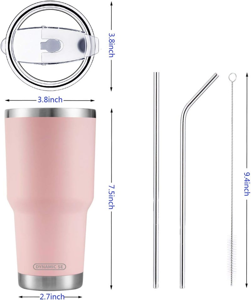 DS 30oz Sakura Pink Tumbler Stainless Steel Double Wall Vacuum Insulated Mug with Straw and Lid, Cleaning Brush for Cold and Hot Beverages - Image 3