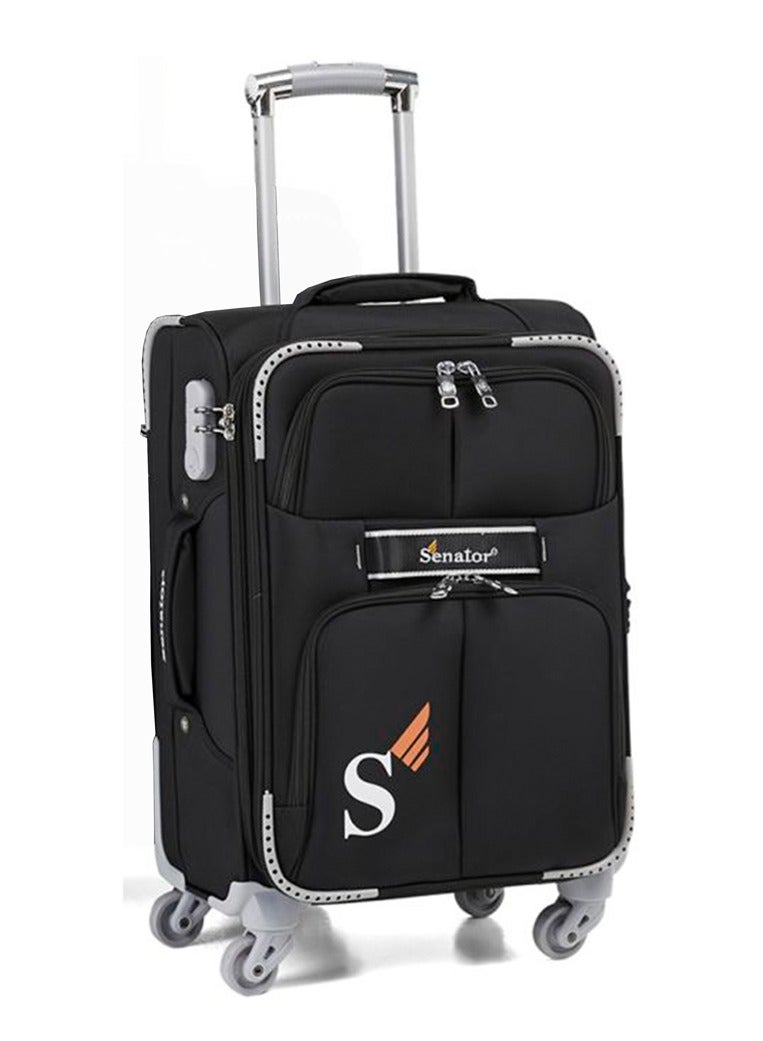 SENATOR Soft Shell Trolley Luggage Set of 3 Pcs For Unisex Ultra Lightweight Expandable Suitcase With 4 Wheels LL003 Black - Image 2