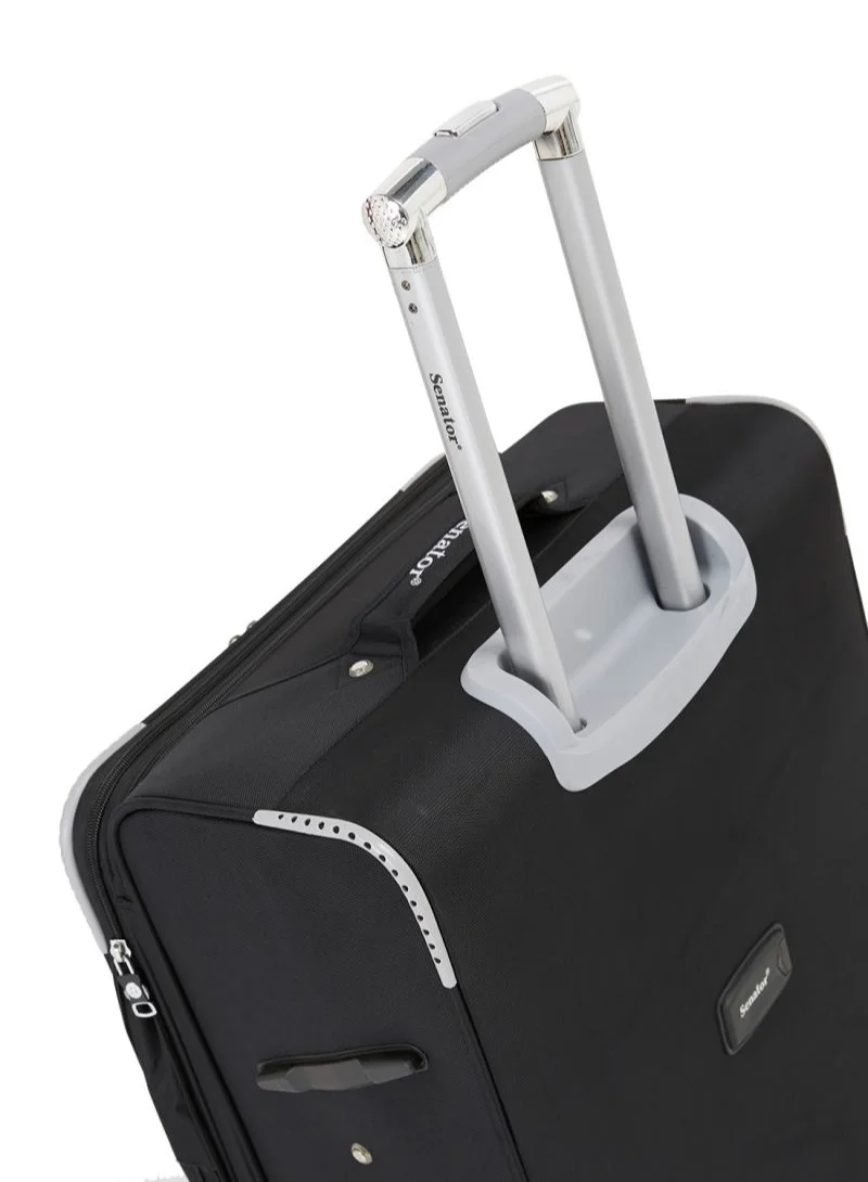 سيناتور Soft Shell Trolley Luggage Set of 3 Pcs For Unisex Ultra Lightweight Expandable Suitcase With 4 Wheels LL003 Black