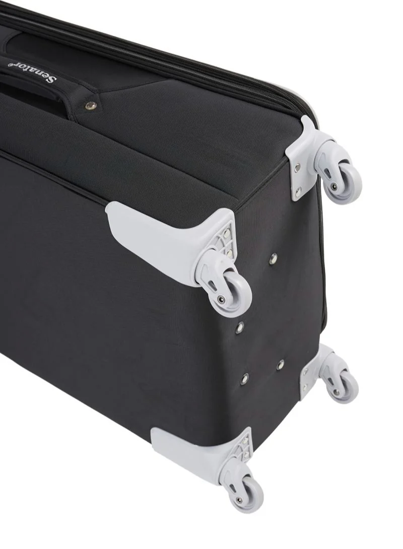 سيناتور Soft Shell Trolley Luggage Set of 3 Pcs For Unisex Ultra Lightweight Expandable Suitcase With 4 Wheels LL003 Black