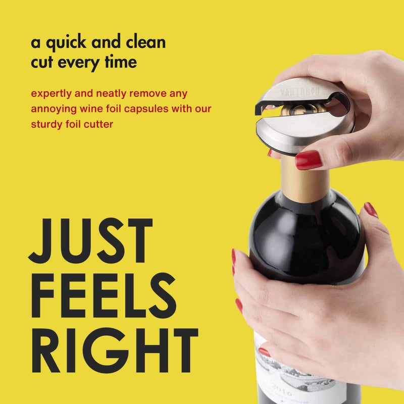 Vintorio Easy Wine Foil Top Cutter - Cut Bottle Capsules and Neck Labels - Sharp Remover for Wine Seals - Tough Metal, Stainless Steel Plated Body - Image 5