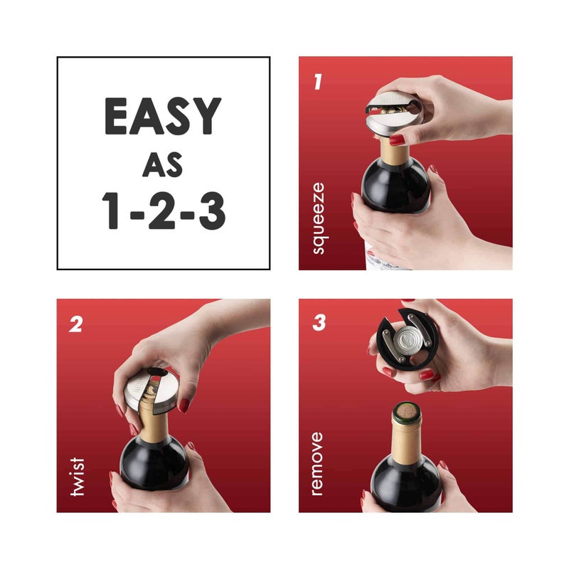 Vintorio Easy Wine Foil Top Cutter - Cut Bottle Capsules and Neck Labels - Sharp Remover for Wine Seals - Tough Metal, Stainless Steel Plated Body - Image 3